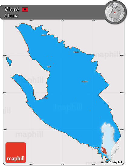 Political Simple Map of Vlorë, cropped outside