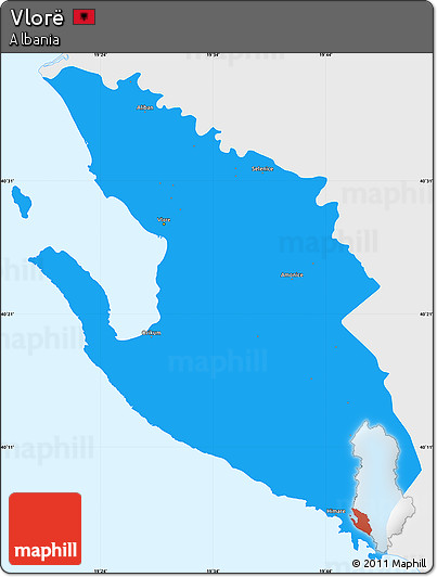 Political Simple Map of Vlorë, single color outside
