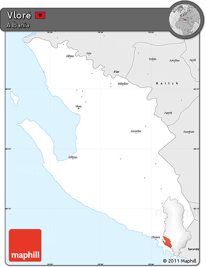 Silver Style Simple Map of Vlorë