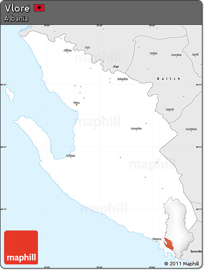 Silver Style Simple Map of Vlorë