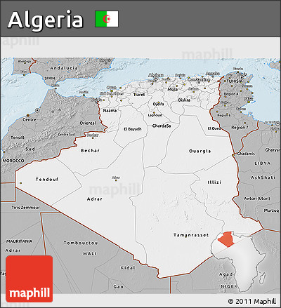 Gray 3D Map of Algeria
