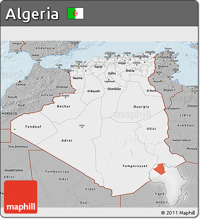 Gray 3D Map of Algeria