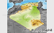 Physical 3D Map of Algeria, darken, desaturated, land only