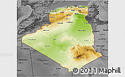 Physical 3D Map of Algeria, darken, desaturated