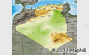 Physical 3D Map of Algeria, darken, semi-desaturated, land only