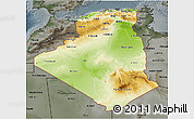 Physical 3D Map of Algeria, darken, semi-desaturated