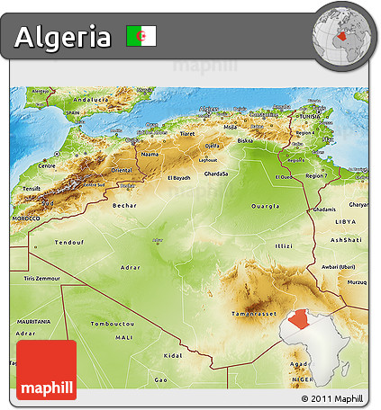 Physical 3D Map of Algeria