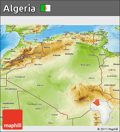 Physical 3D Map of Algeria