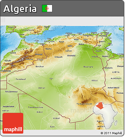 Physical 3D Map of Algeria