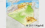 Physical 3D Map of Algeria, lighten, semi-desaturated, land only