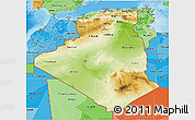 Physical 3D Map of Algeria, political shades outside