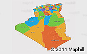 Political 3D Map of Algeria, cropped outside