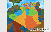 Political 3D Map of Algeria, darken, land only