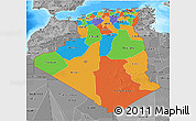Political 3D Map of Algeria, desaturated, land only