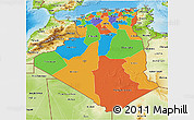 Political 3D Map of Algeria, physical outside