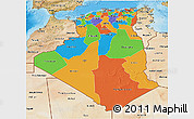 Political 3D Map of Algeria, satellite outside, bathymetry sea