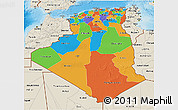 Political 3D Map of Algeria, shaded relief outside