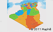 Political 3D Map of Algeria, single color outside