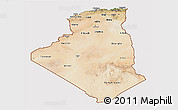 Satellite 3D Map of Algeria, cropped outside