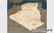 Satellite 3D Map of Algeria, darken