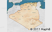 Satellite 3D Map of Algeria, lighten, desaturated, land only