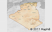 Satellite 3D Map of Algeria, lighten, desaturated