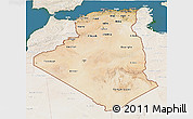 Satellite 3D Map of Algeria, lighten, land only