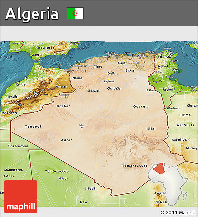 Satellite 3D Map of Algeria, physical outside, satellite sea