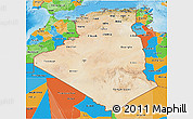 Satellite 3D Map of Algeria, political outside