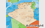 Satellite 3D Map of Algeria, political shades outside