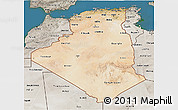 Satellite 3D Map of Algeria, semi-desaturated, land only