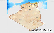 Satellite 3D Map of Algeria, single color outside, bathymetry sea