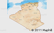 Satellite 3D Map of Algeria, single color outside, shaded relief sea