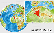 Physical Location Map of Adrar, within the entire country