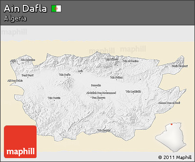 Classic Style 3D Map of Ain Dafla, single color outside