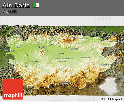 Physical 3D Map of Ain Dafla, darken