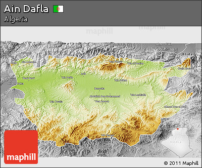 Physical 3D Map of Ain Dafla, desaturated