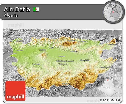 Physical 3D Map of Ain Dafla, desaturated