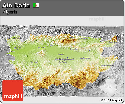 Physical 3D Map of Ain Dafla, desaturated