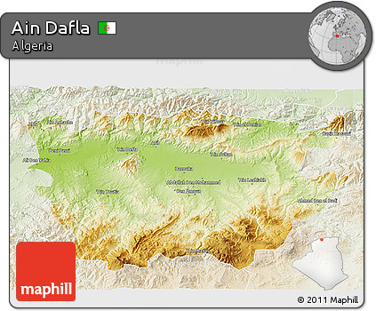 Physical 3D Map of Ain Dafla, lighten