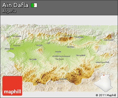 Physical 3D Map of Ain Dafla, lighten