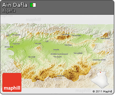 Physical 3D Map of Ain Dafla, lighten