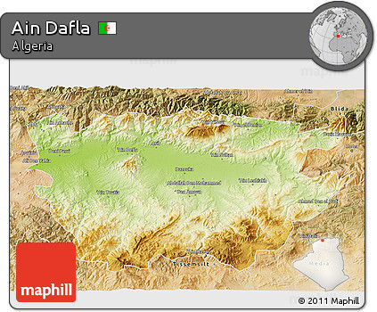 Physical 3D Map of Ain Dafla, satellite outside