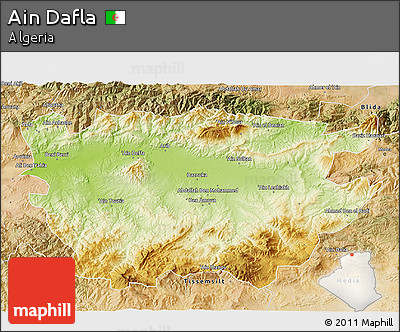 Physical 3D Map of Ain Dafla, satellite outside
