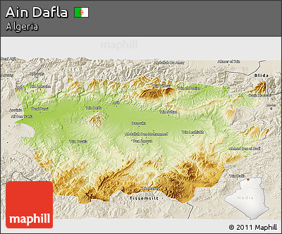 Physical 3D Map of Ain Dafla, shaded relief outside