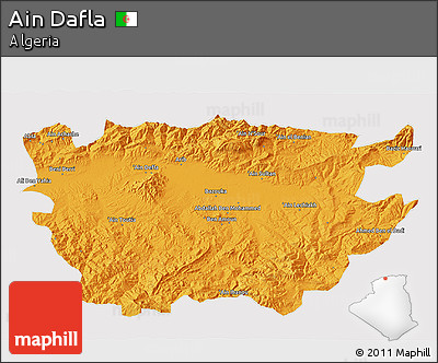 Political 3D Map of Ain Dafla, cropped outside