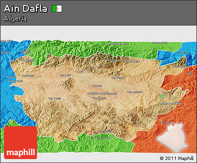 Satellite 3D Map of Ain Dafla, political outside