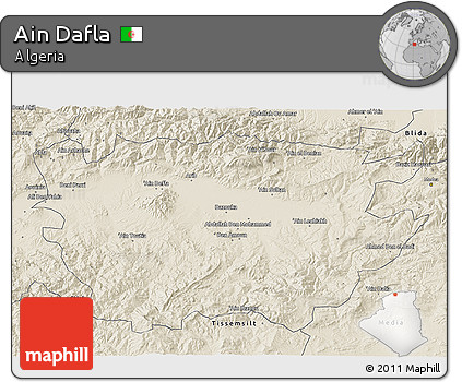 Shaded Relief 3D Map of Ain Dafla