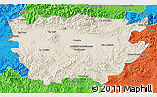 Shaded Relief 3D Map of Ain Dafla, political outside