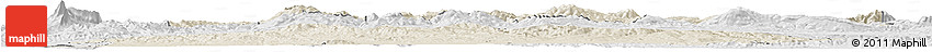 Shaded Relief Horizon Map of Ain Dafla, lighten, desaturated